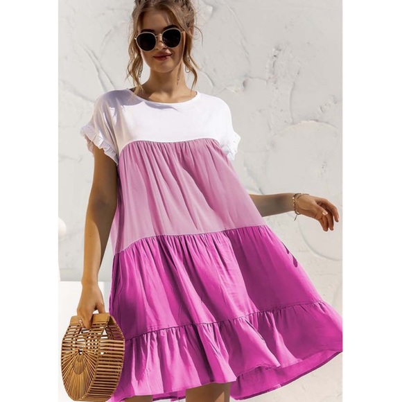 Boho spring summer ruffle trim mini dress - Picture 5 of 12